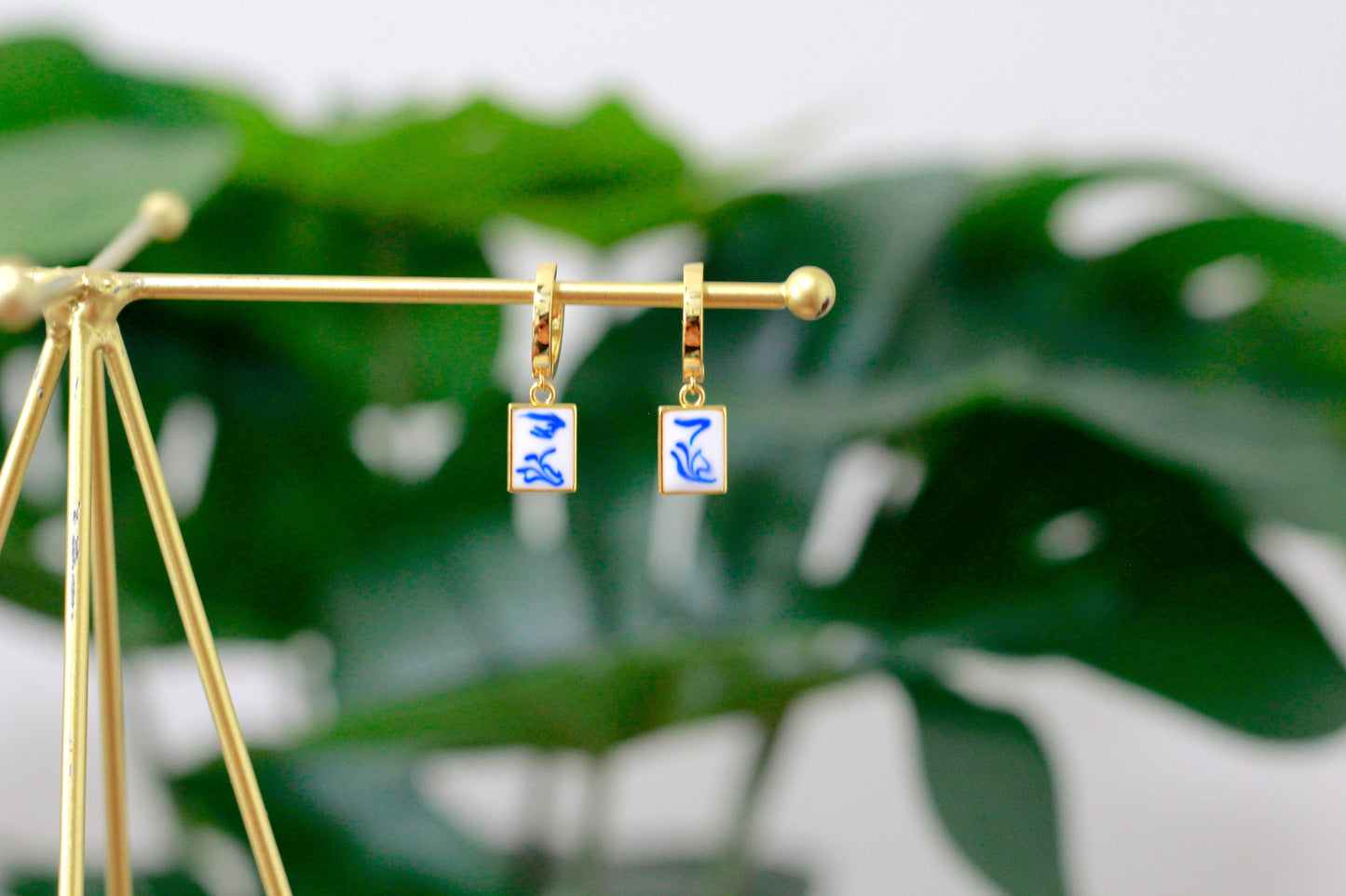 Huggie Hoops with Abstract Charm