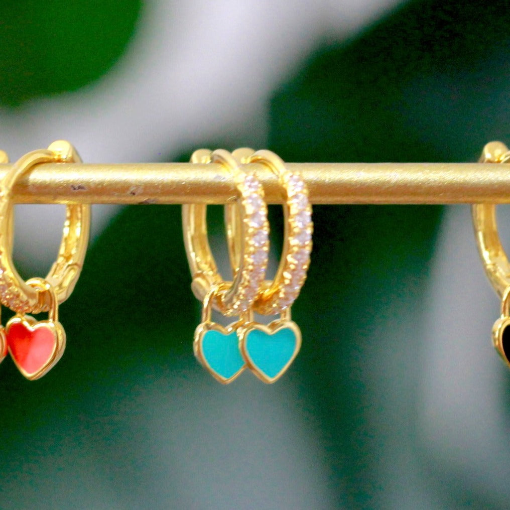 Heart Huggie Hoops