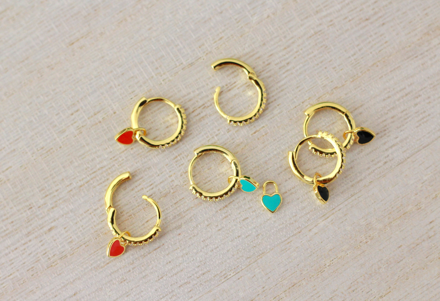 Heart Huggie Hoops