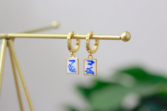 Huggie Hoops with Abstract Charm