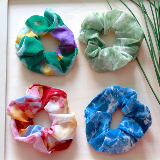 marbled scrunchies, multicolor scrunchies, tiktok trend accessories