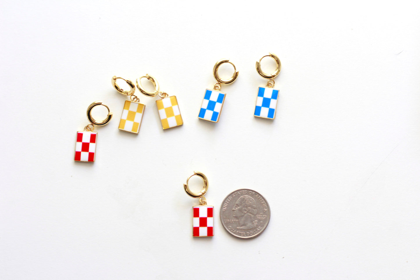 Checkerboard Huggie Hoops