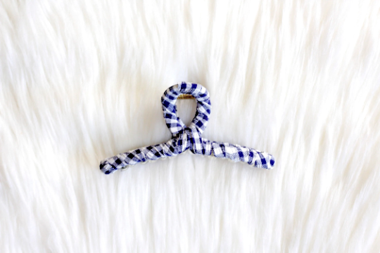 Gingham Chiffon Wrapped Hair Clips