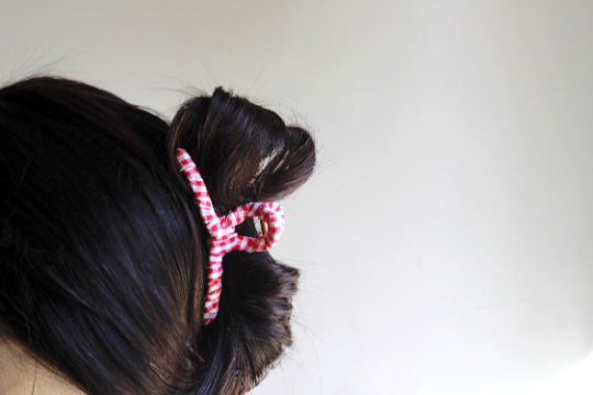 Gingham Chiffon Wrapped Hair Clips