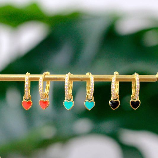 Heart Huggie Hoops