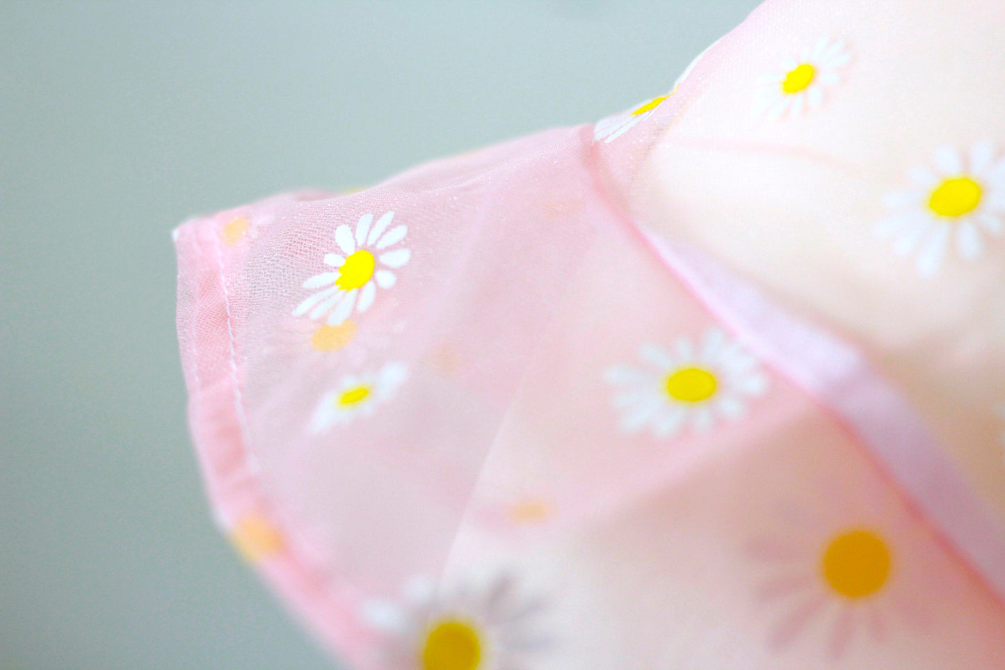 pink daisy bucket hat, sheer bucket hat, organza bucket hat