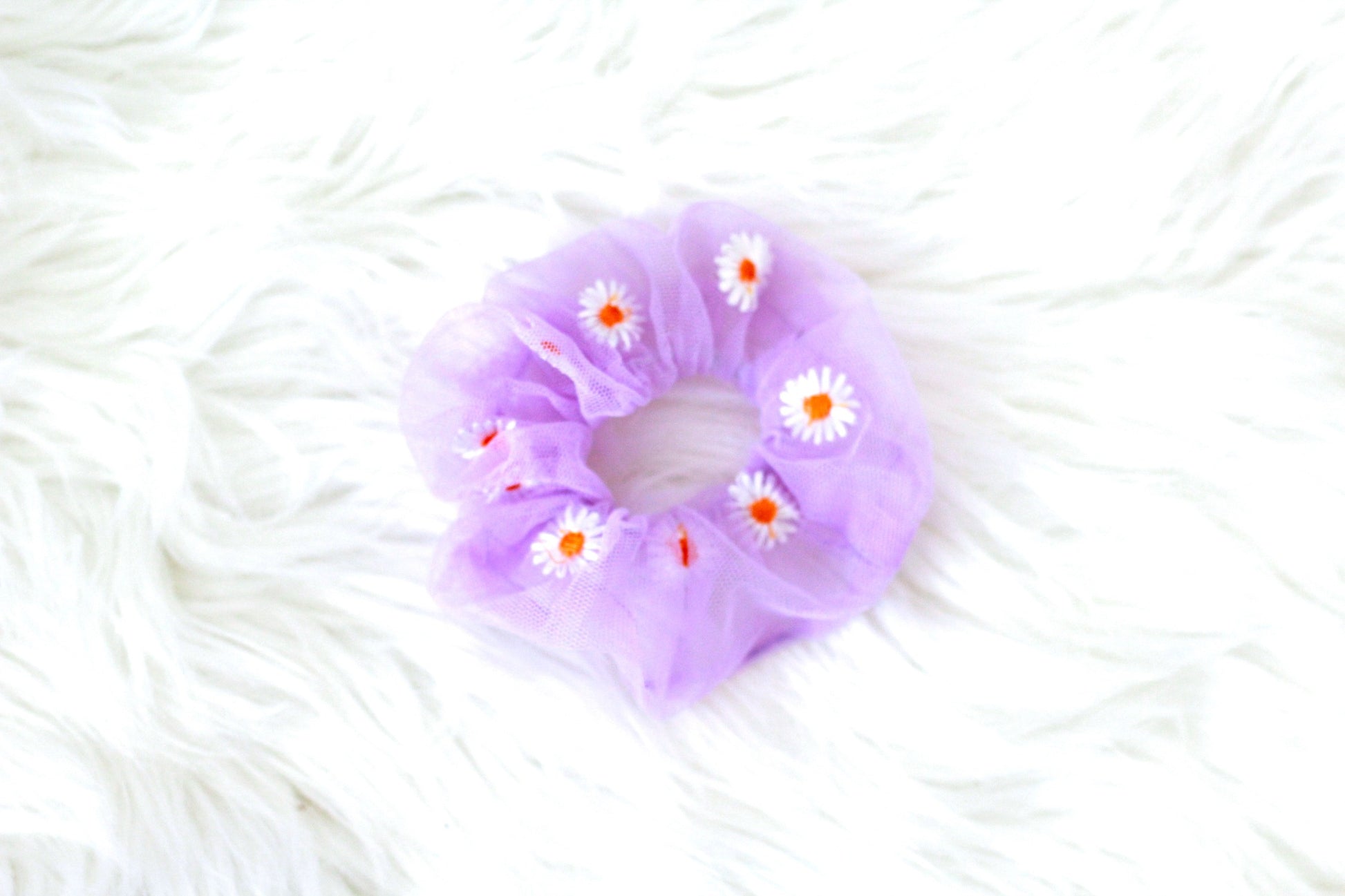 purple floral scrunchies, sheer scrunchies, tiktok trend accessories