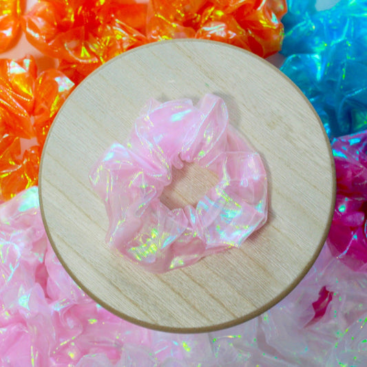 sheer scrunchies, iridescent scrunchies, tiktok trend accessories