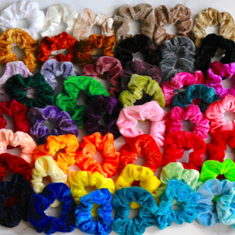 velvet scrunchies, multicolor scrunchies, tiktok trend accessories